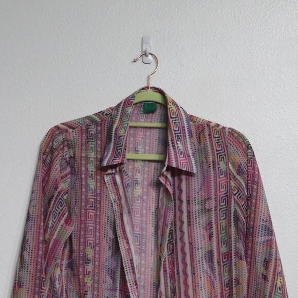 Muze New York Pink Sheer Button Down Sz L - Picture 3 of 12